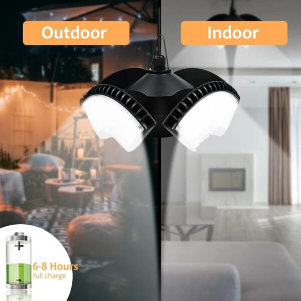 Outdoor Solar Pendant Light with Remote Control 1000LM IP65 Recess Shed Lighting for Garage Garden Porch Utility Room 3