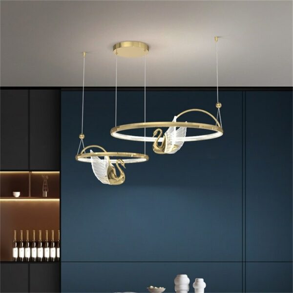 OUTELA Nordic Creative Pendant Light Swan Round Ring Chandelier Lamp for Bedroom Parlor Home Modern Fixtures 4