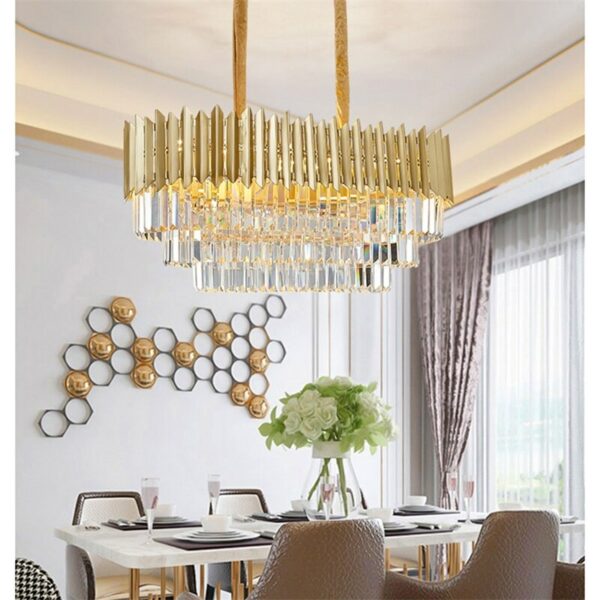 OULALA Gold Chandelier Postmodern Crystal Pendant Lamp Home LED Light Fixture for Living Dining Room 5