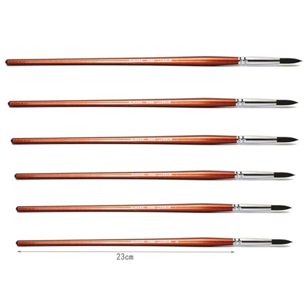 6pcs Wolf Hair Paint Brush Set Round Tip Pointed Artists Paintbrush for Watercolor Acrylic Oil Painting Art Supplies 4