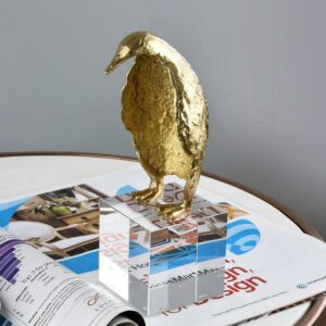 Modern Gold Brass Standing Penguin Ormanment Home Crystal Art Crafts Living Room Hotel Decor Objects Office adornos para casa 1