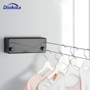 DOOKOLE Retractable Clothesline Laundry Line with Adjustable Stainless Steel Double Rope,Wall Mounted Space-Saver Drying Line 1