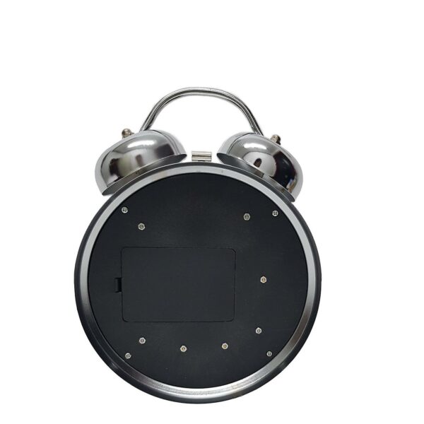 Madame Argent alarm moving cogs bedside clock - silver