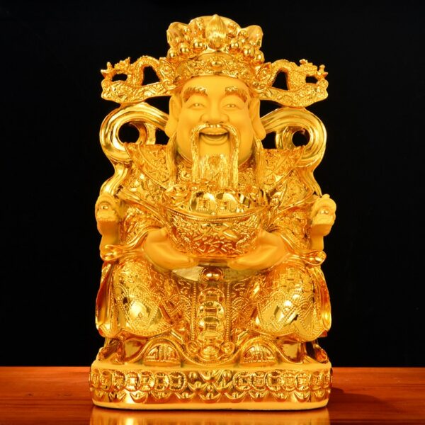 Modern Home Decor Buddha Statue Living Room Family Lucky Gold Plated Statue Resin Crafts Office Decoration Sculpture Gift 3