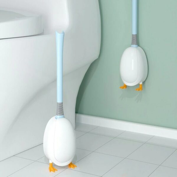 New Silicone Toilet Brush Set Cute Diving Duck Wall-mounted Floor-Standing Long Handled Bathroom Deep Cleaning TPR Accessories 3