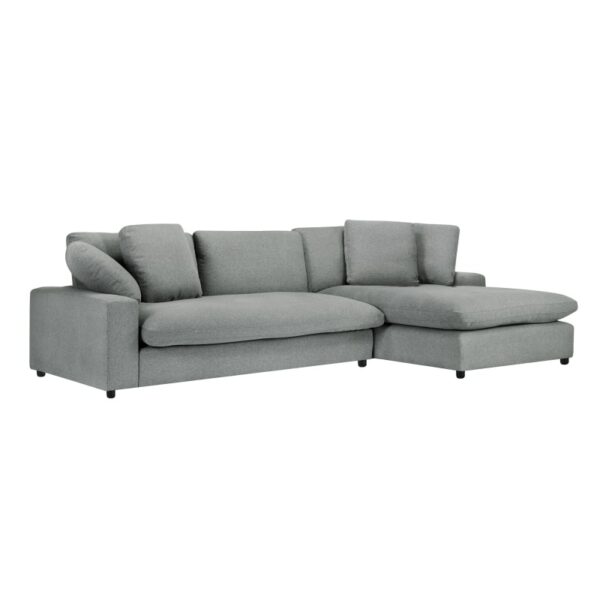 Ultra-comfortable L-shaped sectional sofa right-hand facing, modern minimalist design, including sofa and chaise longue, large 3