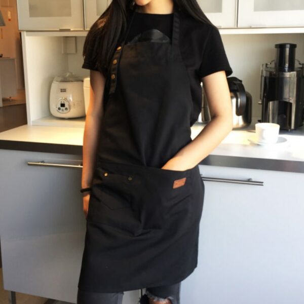 Coffee shop oil-proof and waterproof work apron home kitchen cooking apron with pocket apron can put mobile phone 2