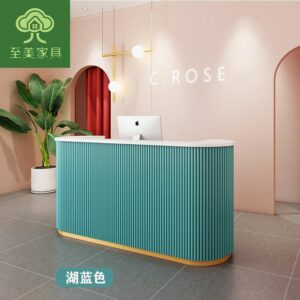 Simple and modern light luxury arc clothing store beauty salon commercial cash register reception desk podium stand  レジカウンター 2