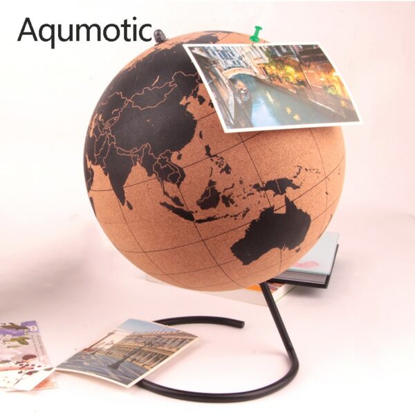 Aqumotic Cork Globe Decoration No Word 1pc World Message Board with Push Pins Large and Small Office Table Decora 1