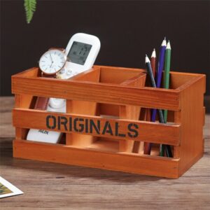 Retro Solid wood Pen holder Furniture Home Decoration Home Room living Room Office Supplies Multifunction Desktop Storage Box 2