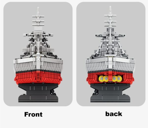 1602PCS MOC 60CM WW2 Military Warships Series Building Blocks HMS Hood KMS Bismarck Battleship Model Soldier Weapon Toys For Kid 3