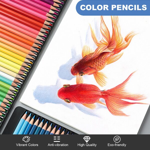 12 Colored Pencils Set SKYGLORY Pre-Sharpened Oil Color Pencils with Metal Storage Case Art Supplies for Children Students 3