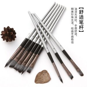 24pcs Nylon Hair Brush Set Silver Ash Wooden Pole for Oil Painting Gouache Watercolor Acrylic Painting School Art Supplies 2