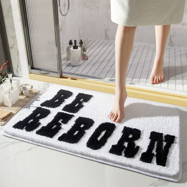 Inyahome Non Slip Shaggy Bath Mats Floor Rugs Exrta Soft Microfiber Bathroom Perfect Bath Mat Pad Carpet Farmhouse Kitchen Decor 2