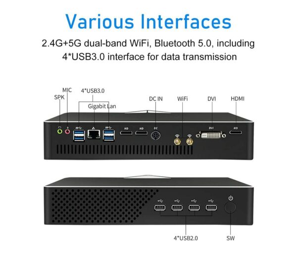 Eglobal Gaming Mini PC Intel i7-10900F Nvidia GTX1050TI NUC Window10/11 2*HD2.0 4*HTPC 4K Desktop Computador 5