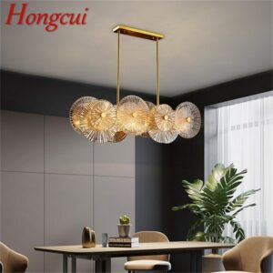 Hongcui Chandelier Gold Rectangle Pendant Lamp Postmodern Home Creative Light Fixture for Living Dining Room 1