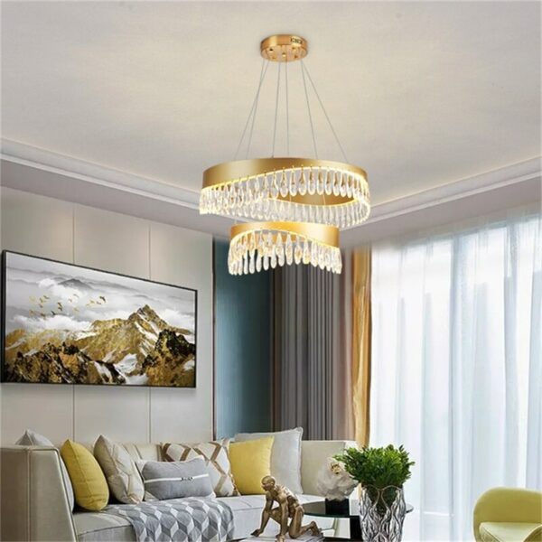 AOSONG Chandelier Pendant Lamp Postmodern Gold Luxury Home LED Light Fixture for Living Dining Room 3