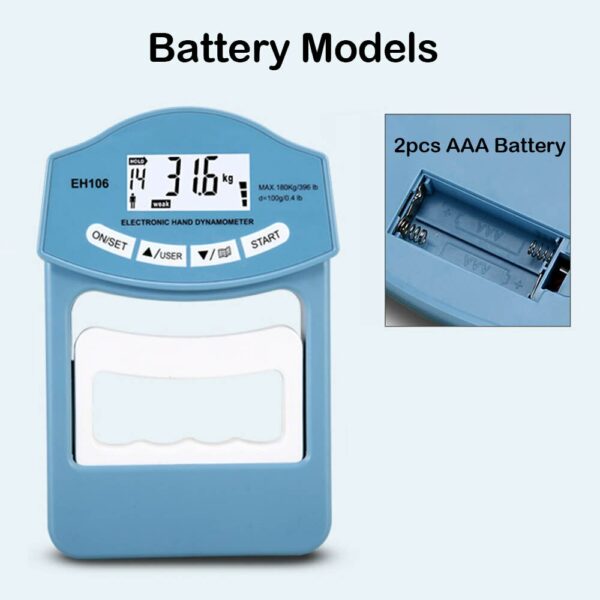 396Lbs/180 Kgs Digital Hand Dynamometer Grip Strength Measurement Meter Auto Capturing Electronic Hand Grip Power 4