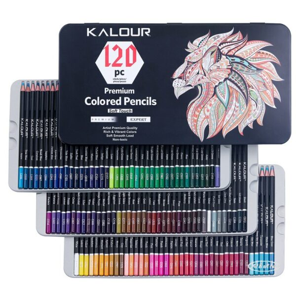 KALOUR 120 Color Professional Oil Color Pencil Unique Colored Watercolor Pencils Drawing Pencil Set School Art Supplies Tin Box 6