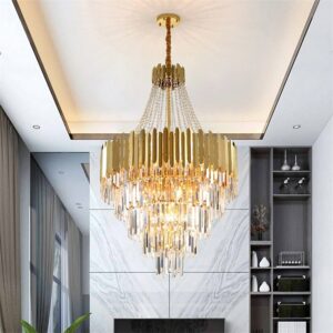 DLMH Chandelier Gold Pendant Lamp Fixtures Postmodern LED Light for Home Living Dining Room Villa 2