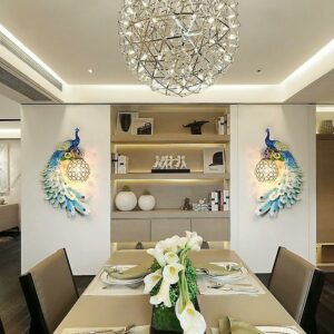 45*26Cm european style led color peacock wall lamp resin crystal decorative wall lamp for living room ais