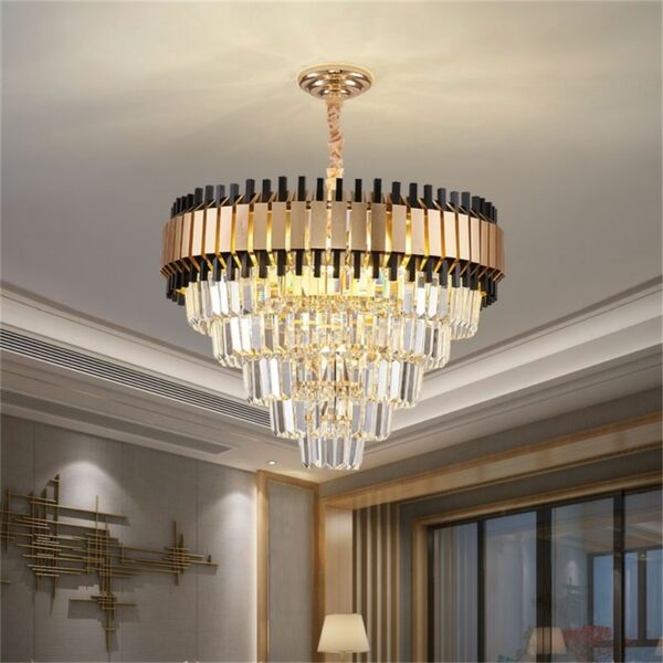 OUTELA Postmodern Chandelier Rectangle Fixtures Crystal Pendant Lamp Luxury Light LED Decorative for Home 2