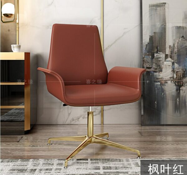 Modern light luxury office chair stainless steel book chair simple study boss chair gold plated computer chair swivel lift chair 2