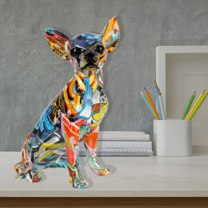 Resin Crafts Simple Creative Painted Graffiti Color Dog Decorations Home Wine Cabinet Office Living Room Decorations 1