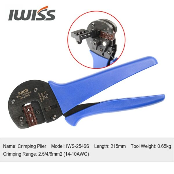 IWISS KIT-2546S Solar Crimping Crimper Plier Tool Kit with Stripper, Cutter, Spanners and Dies for Crimp 2.5/4/6mm2 3