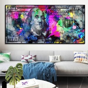 Dollar Bill Money Graffiti Art Canvas Paintings Prints Posters Wall Picture Modern Living Room Home Office Decoration Frameless 1