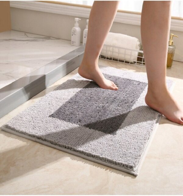 Inyahome Luxury Soft Absorbent Hotel Bathroom Rugs Mats Plush Microfiber Gray Non Slip Washable Bath Mats Rugs for Bathroom 2