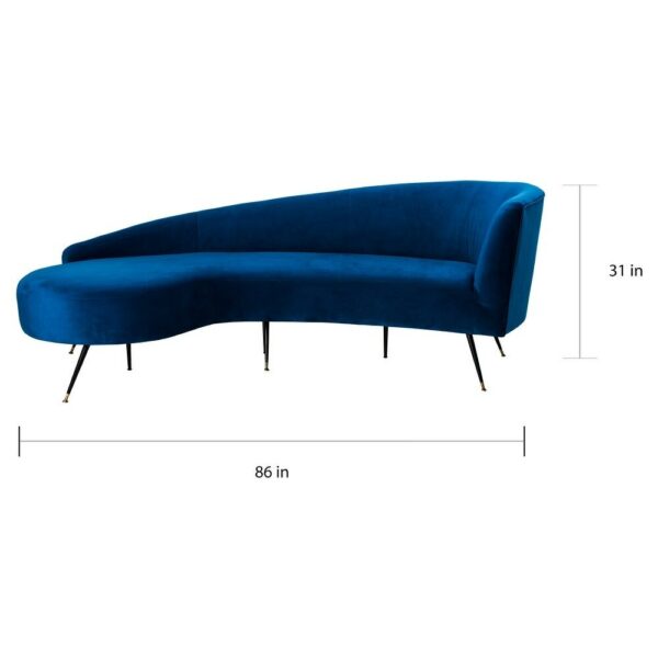 Modern Light Luxury Sofa Living Room Velvet Paris Sofa Stylish Soothing Sensual Navy Blue 86 "W x 40" D x 31 "H 5