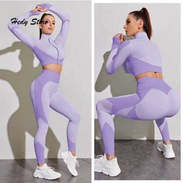 Vital Seamless Set Women Long Sleeve Workout Clothes Fitness Jacket Yoga Tops Gym Leggings Women Activewear Set Sports Suits 5