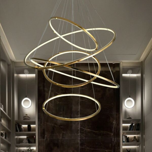 OUFULA LED Pendant Light Luxury 9 Rings Chandelier Fixtures Modern for Home Living Room 2