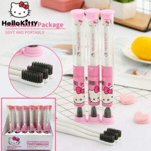 12/24pcs Kawaii Cartoon Hello Kitty Toothbrush Soft Bamboo Charcoal Toothbrush Travel Portable Household Toothbrush For Girls 1