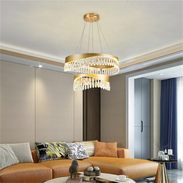 Hongcui Chandelier Pendant Lamp Postmodern Gold Luxury Home LED Light Fixture for Living Dining Room 5