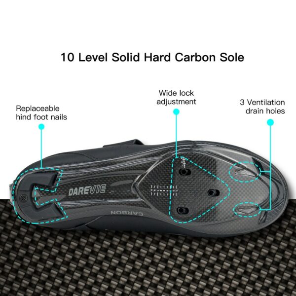 DAREVIE Pro Carbon Cycling Shoes Race Triathlon Shoes 10 Level Hard Carbon Light Road Cycling Shoes Men Women Cycling Sneakers 4