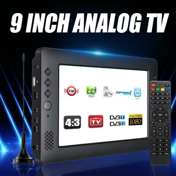 12V 9'' TV Portable Mini WiFi Digital and Analog TV H-I DVB-T2 DVB-T DTV ATV Car Smart Television Support USB TF Card MP4 MP3 4