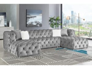 U-shaped modular sofa grey velvet fabric living room sofa modern living room furniture 2