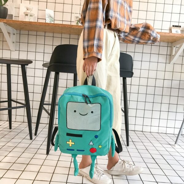 Big Ins Korean Cute Finne Figure Jakey Bag Anime Cartoon Adventure Robert Time Robot BMO For Child Girl Student Soft Backpack 4