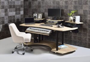 Eleazar Computer Desk, Natural Oak 92897 1