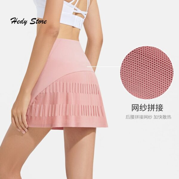 Tennis culottes sports fitness short skirt women's anti-light outdoor running sweat-absorbing breathable shorts pleated skirt 4