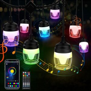 Color Changing String Lights Outdoor,Waterproof Party Lights with APP Control,Sync to Music,Hanging Dimmable RGB Lights Backyard 1