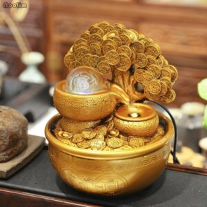 Gold Money Tree Water Fountain Ornaments Feng Shui Transfer Ball Waterscape Office Living Room Desktop Humidification Decoration 2