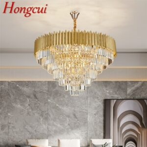 Hongcui Gold Chandelier Postmodern Crystal Pendant Lamp Home LED Light Fixture for Living Dining Room 1