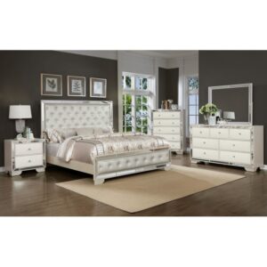 Royal Bedroom Furniture 5 PCS Bedroom Set Include Luxury Full Bed Frame 2 Nightstand 1 Dresser with Mirror Glamorous Furniture 1