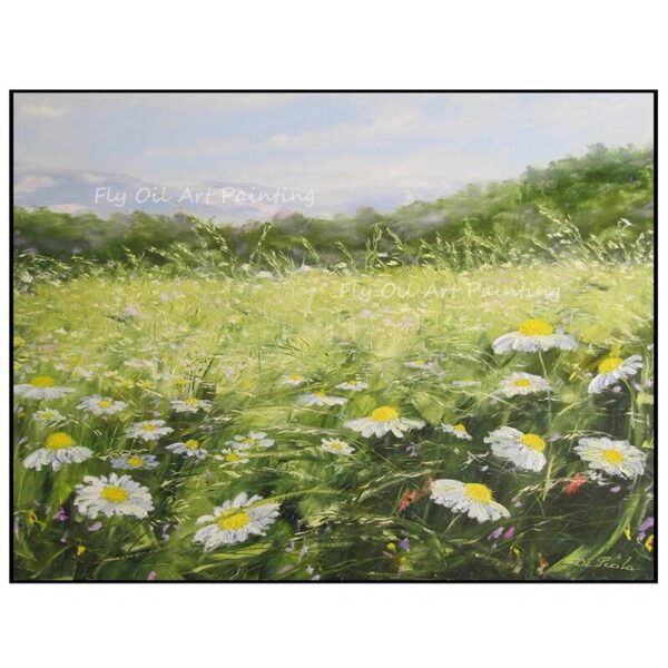 Large Size 100% Handpainted green field landscape picture simple pure oil painting for office living room decoration 2