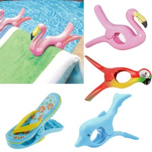 4PCS Summer Plastic Color Clips Cute Animal Beach Towel Clamp To Prevent The Wind Clamp Clothes Pegs Drying Racks Retaining Clip 1