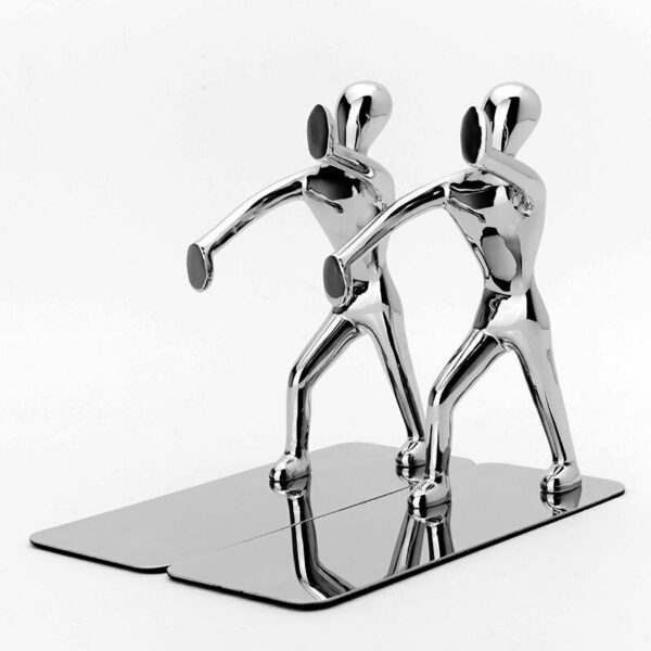 1 Pair/Lot Fashion Cool Metal Stainless Steel Human-Shaped Bookend for School Stationery & Office Supply 4