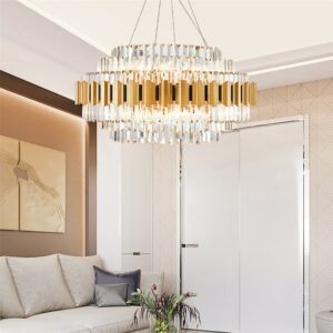 Hongcui Pendant Light Postmodern Gold Luxury Crystal LED Lamp Chandelier for Home Dining Living Room 2